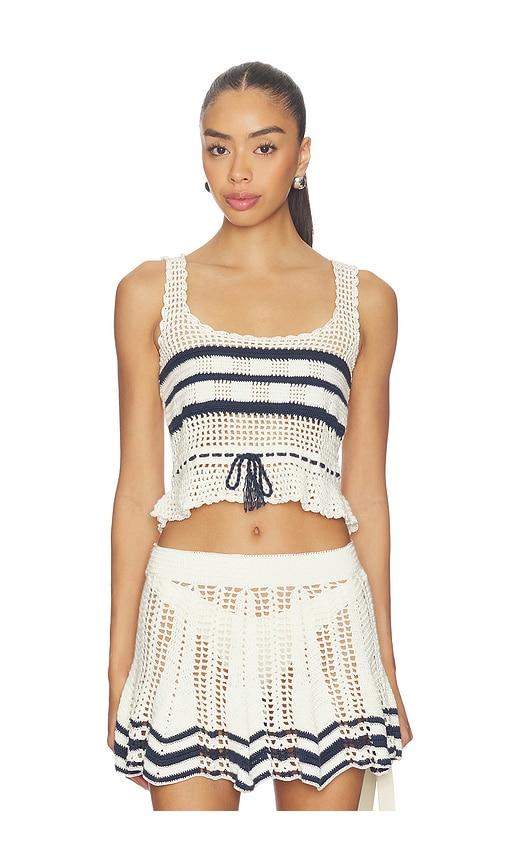 my beachy side amie hand-crocheted top in white.