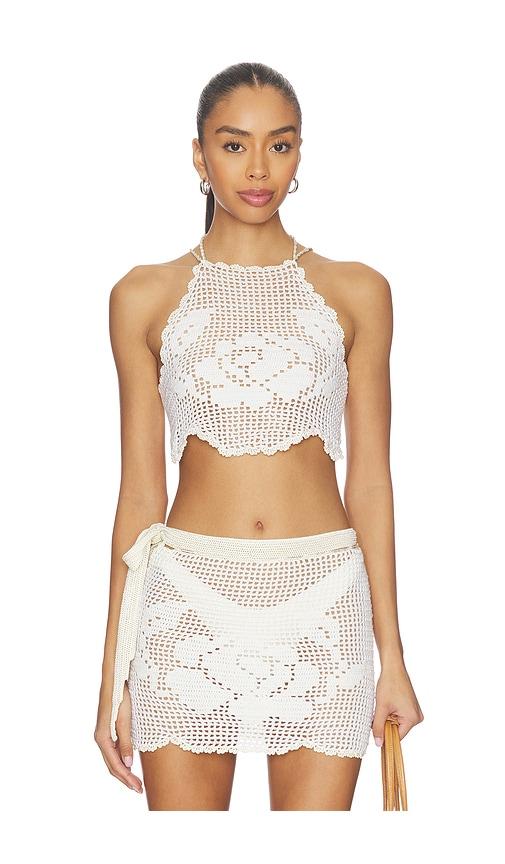 my beachy side isla hand-crocheted top in ivory.