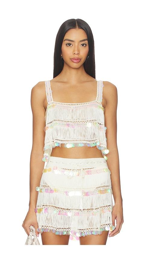 my beachy side viola hand-crocheted top in ivory.
