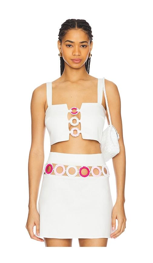 my beachy side x revolve square neck crop top in white.