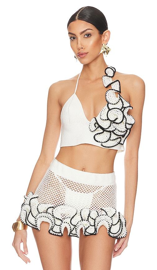 my beachy side x revolve tango halter top in white.