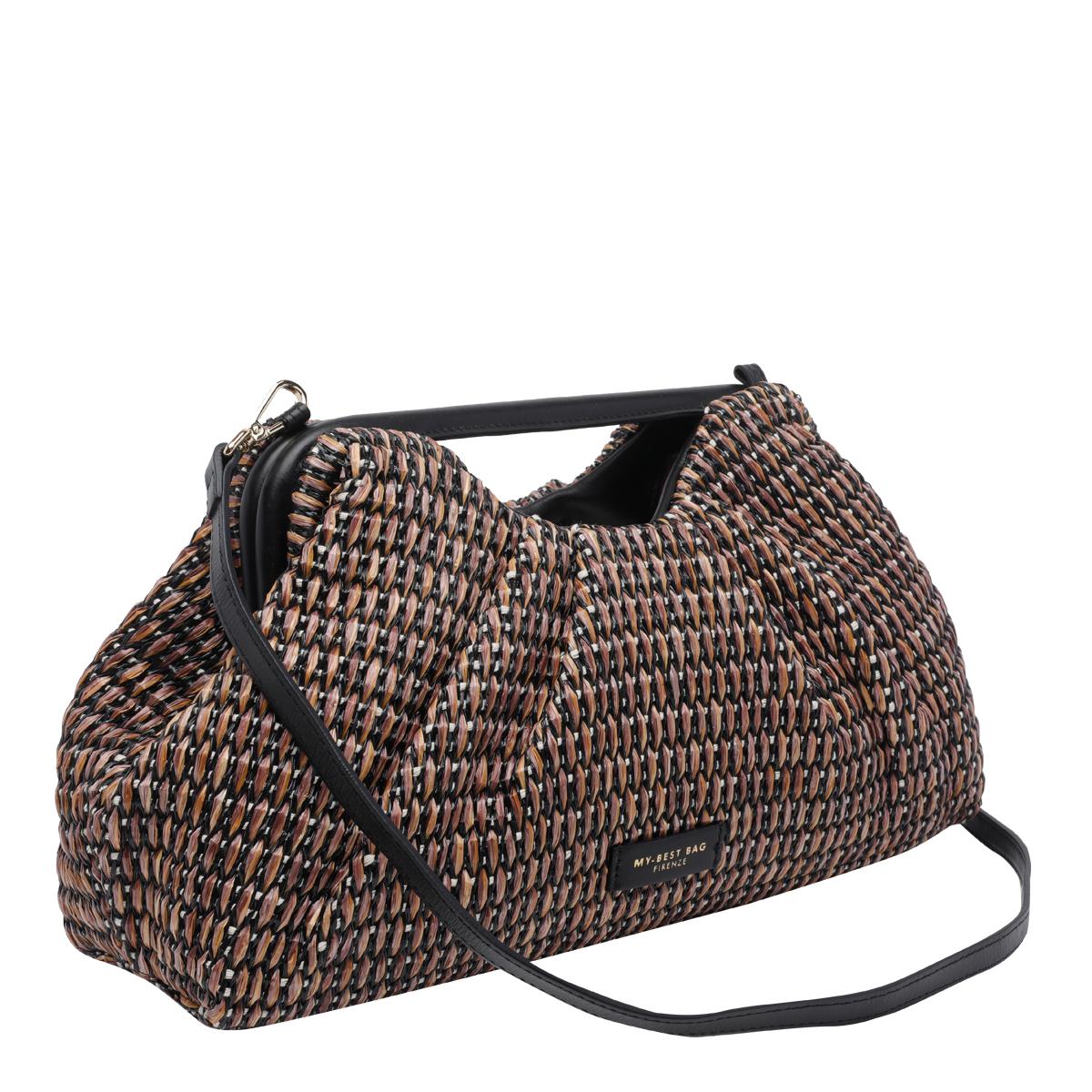 my best bag firenze black raffia - women