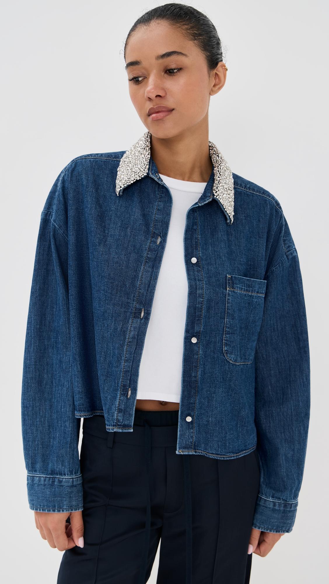 my ex's denim jacket with crystal collar