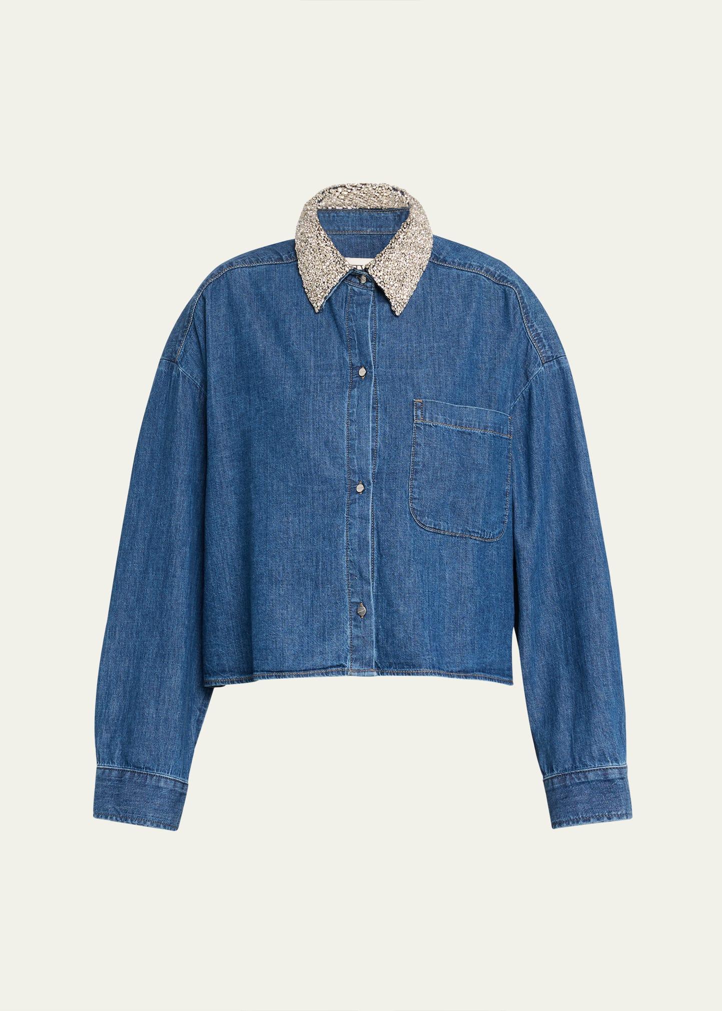 my ex denim shirt with crystal collar