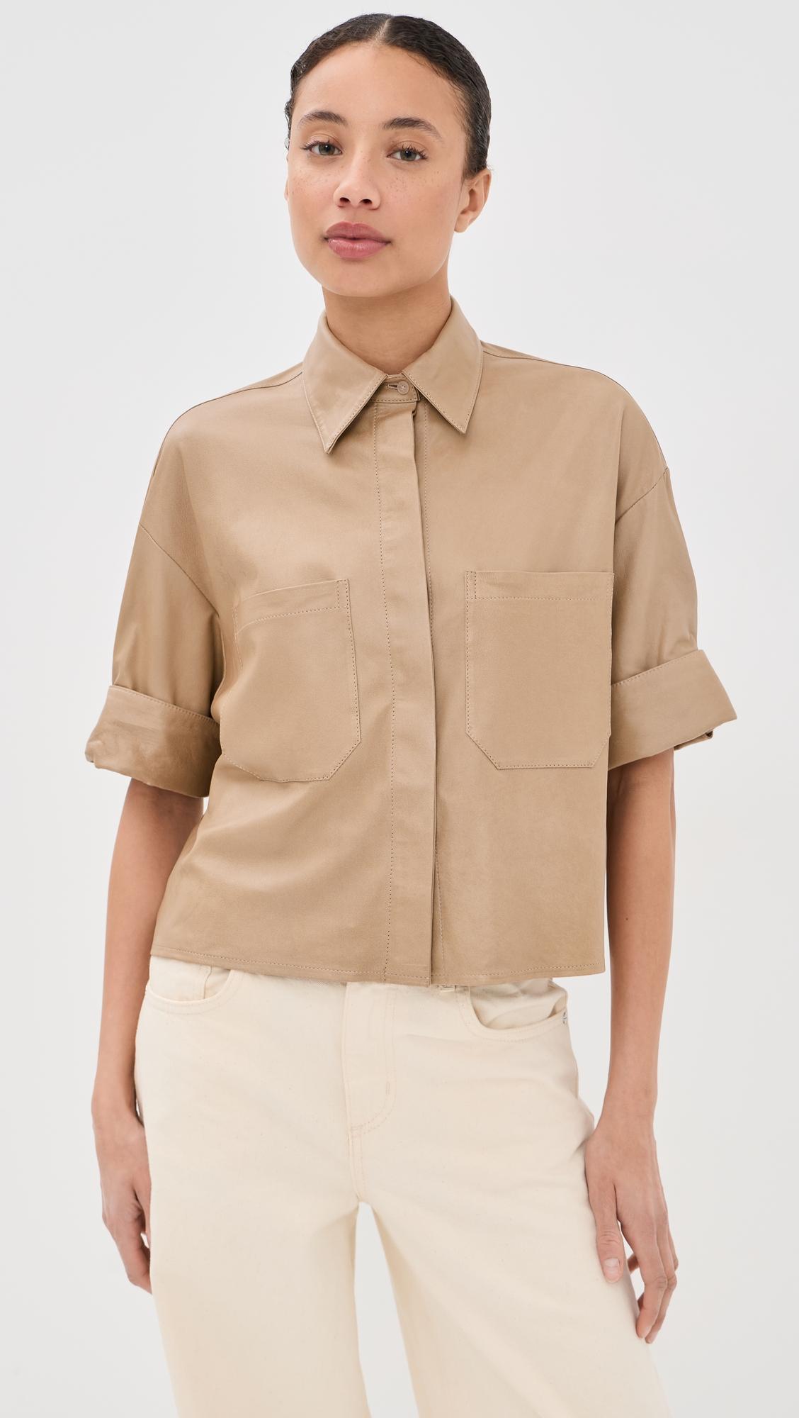 my mistake lambskin button down top