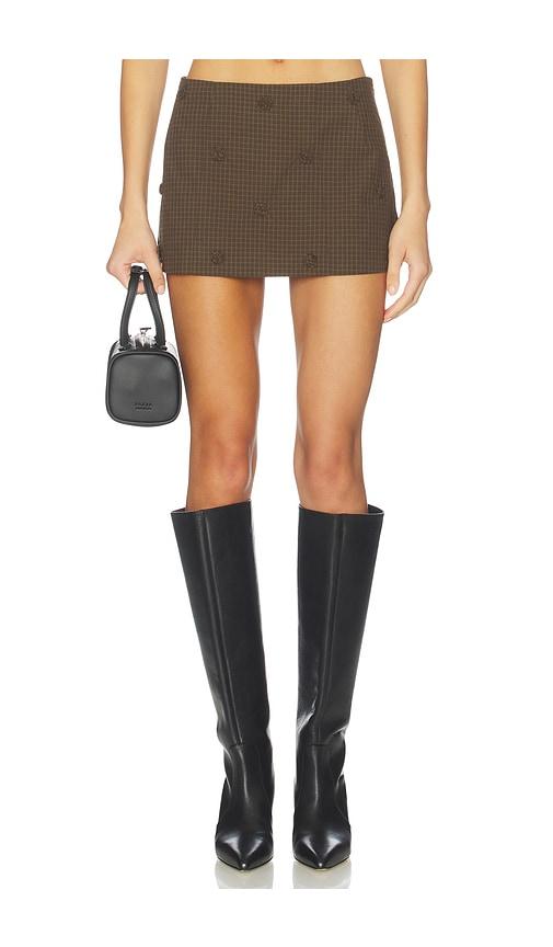 my mum made it rosette check mini skirt in brown.