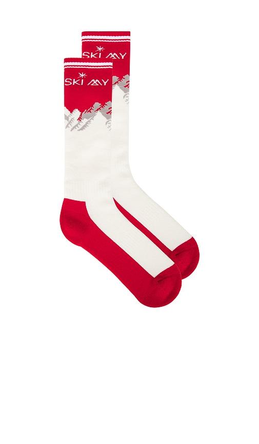 my sunday ski merino ski socks in red,white.