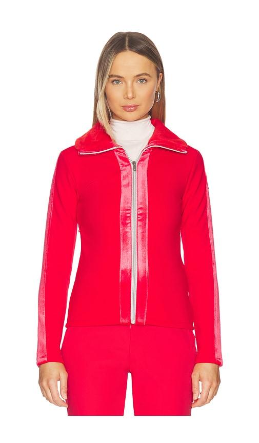 my sunday ski ribbed zip up mid layer jacket in red.