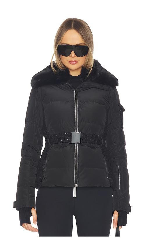 my sunday ski soiree tweed ski jacket in black.