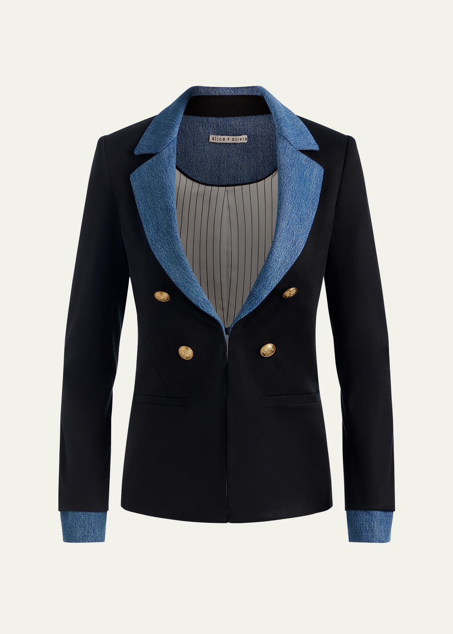 mya denim-trim blazer