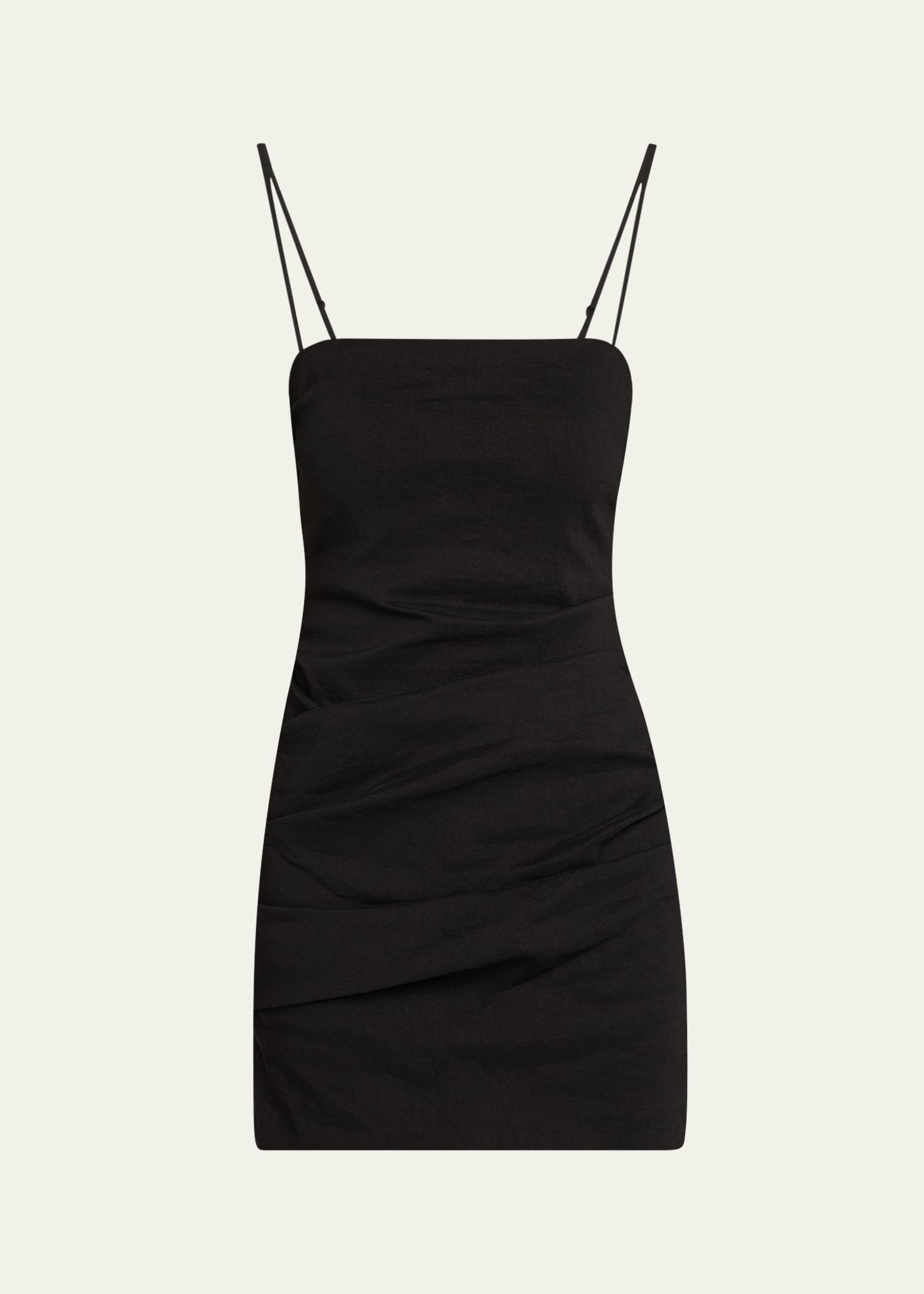 mya sleeveless draped mini dress
