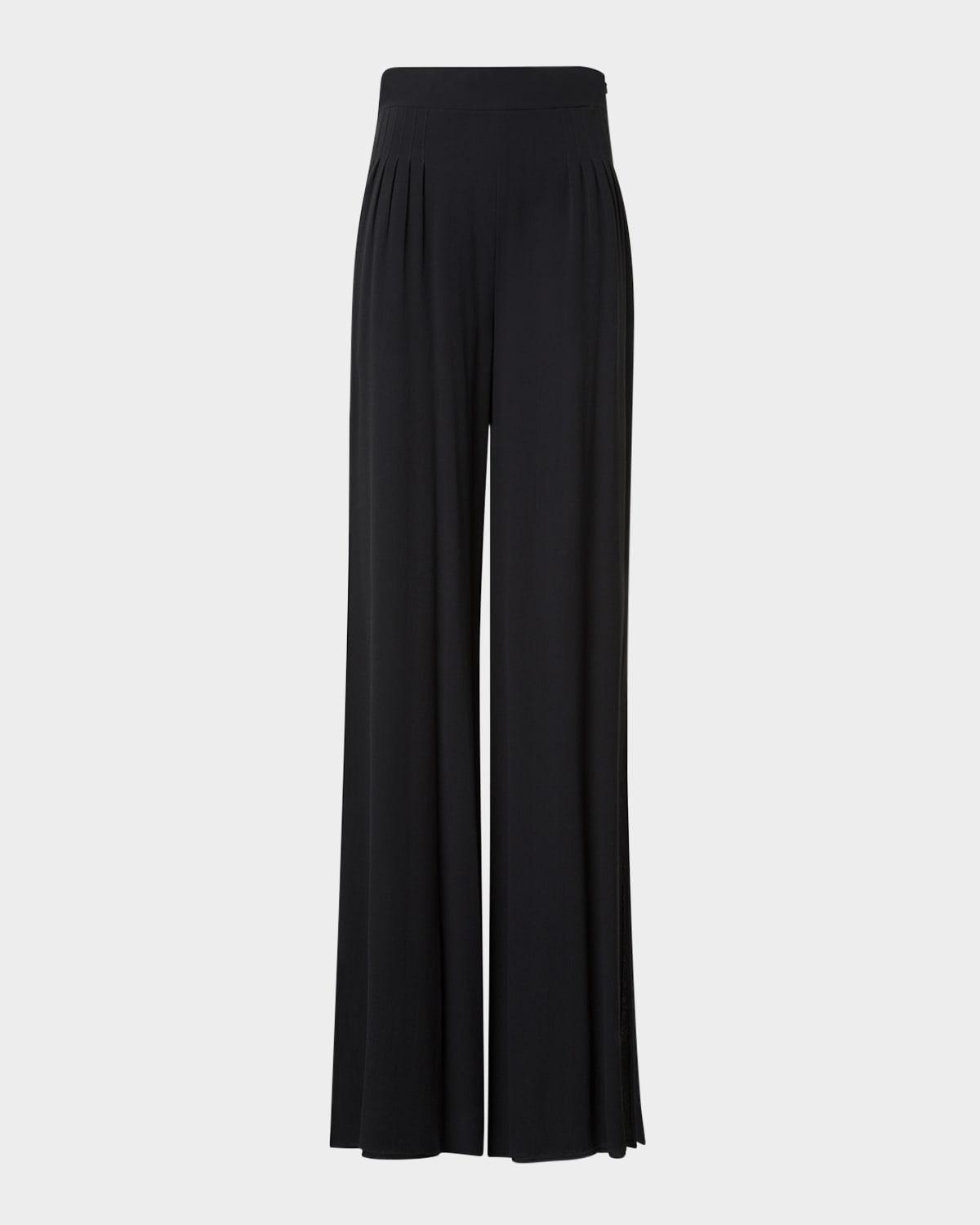 myriam pleated wide silk-georgette pants