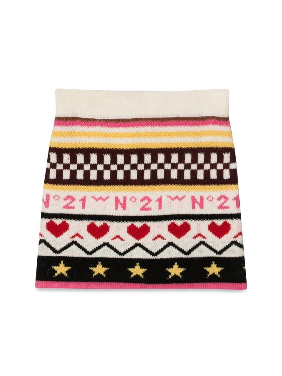 n.21 allover jacquard knit skirt