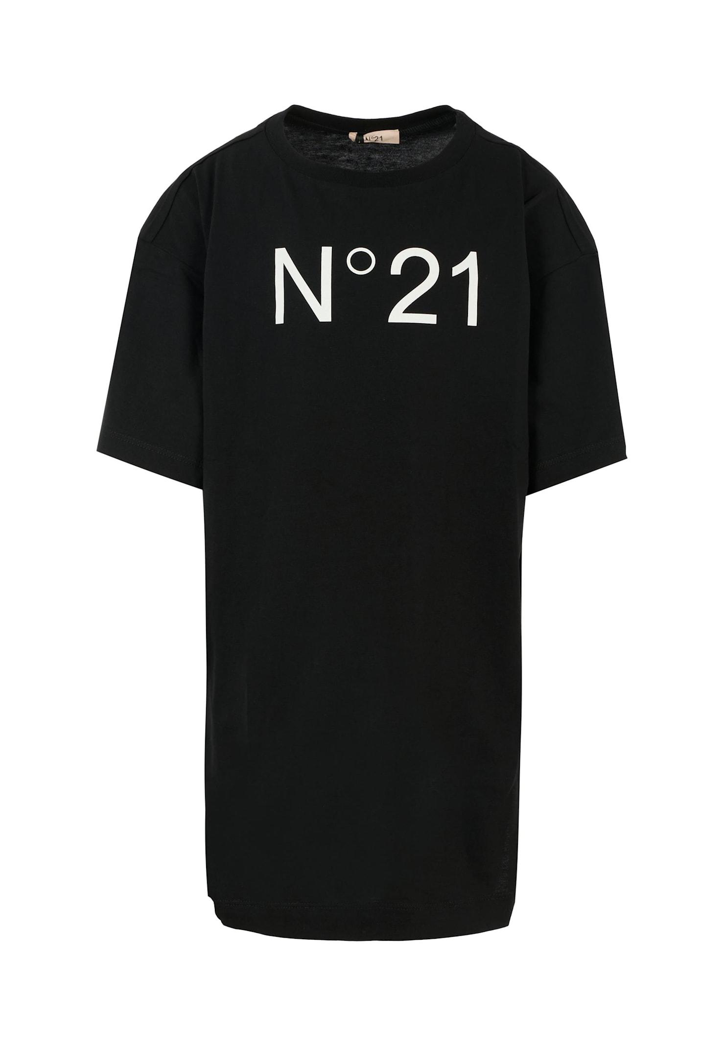 n.21 black dress for girl with logo