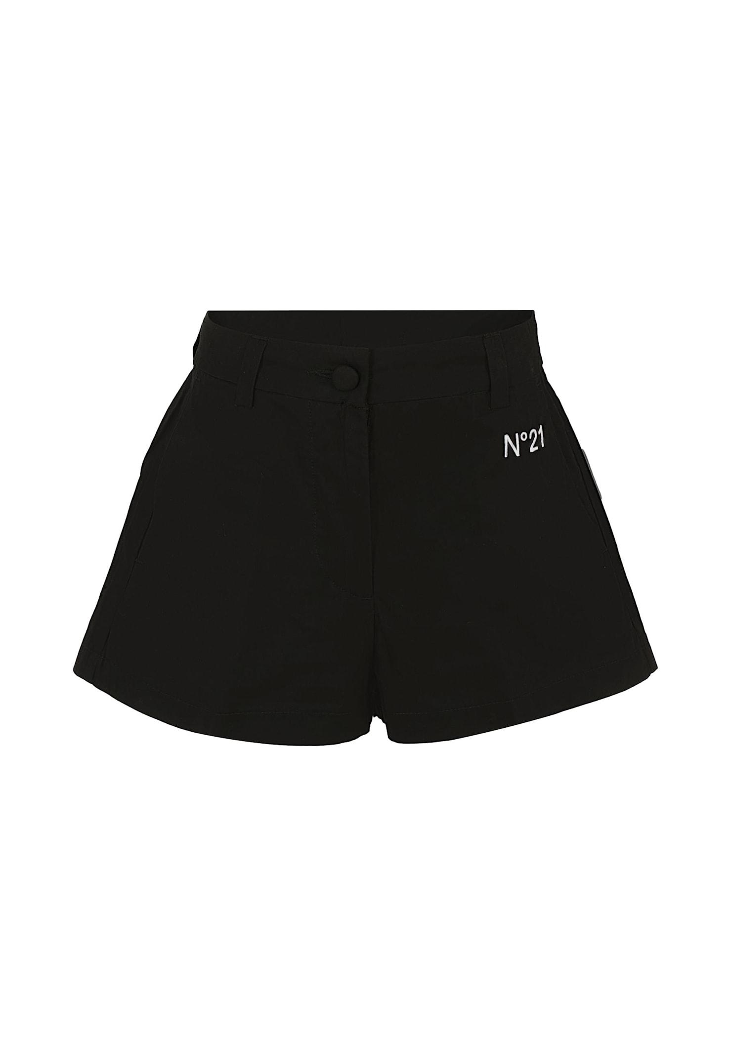 n.21 black shorts for girl with logo