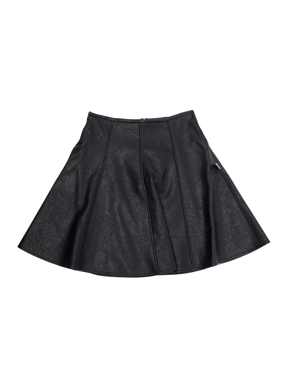 n.21 black skirt with patch logo applied in eco leather girl