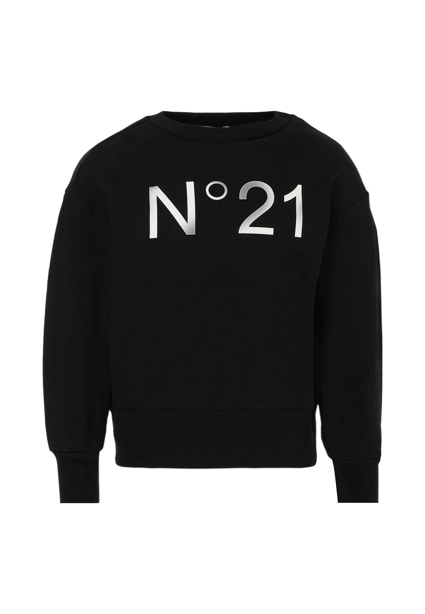 n.21 black sweatshirt for girl with logo
