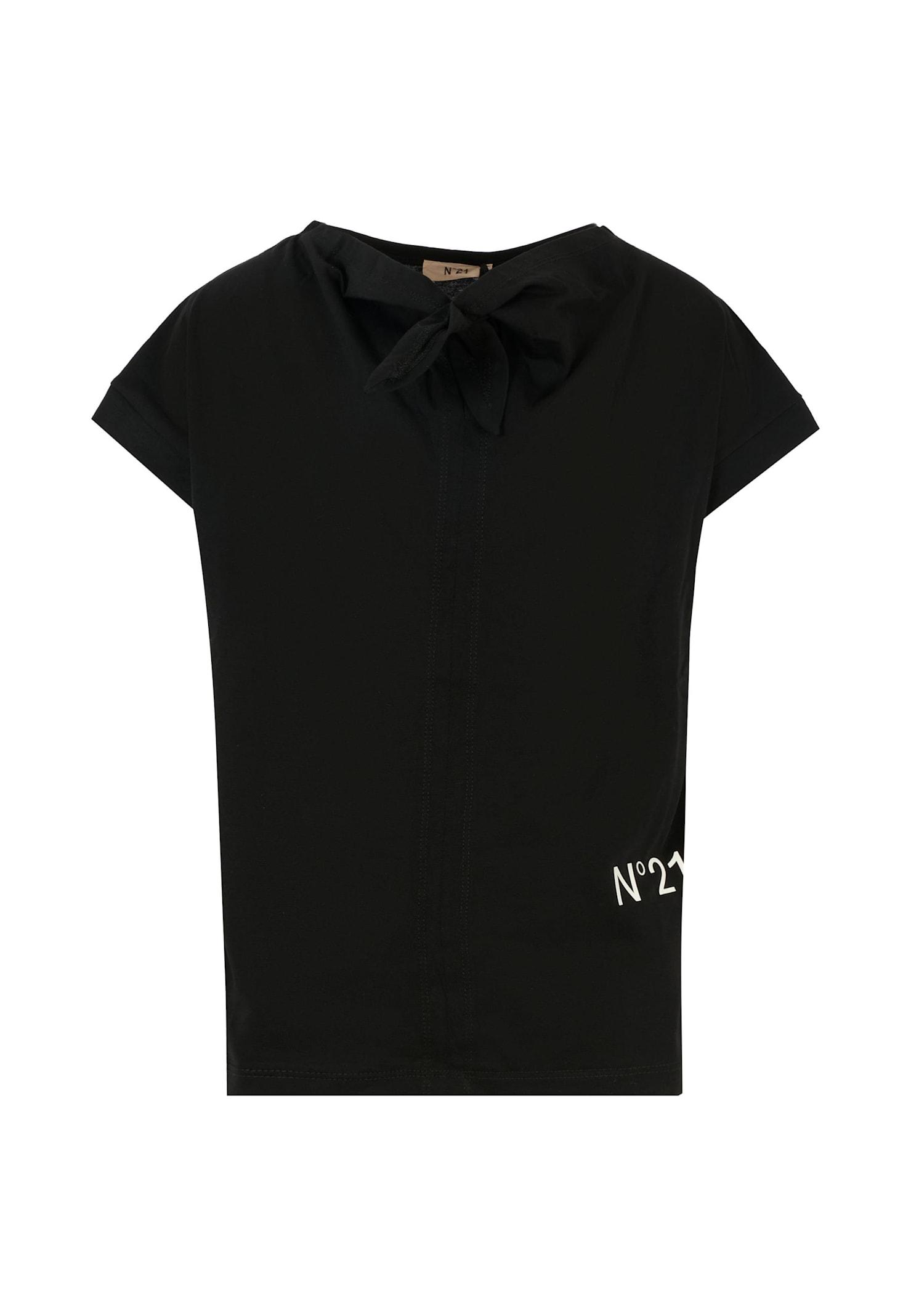 n.21 black t-shirt for girl with logo