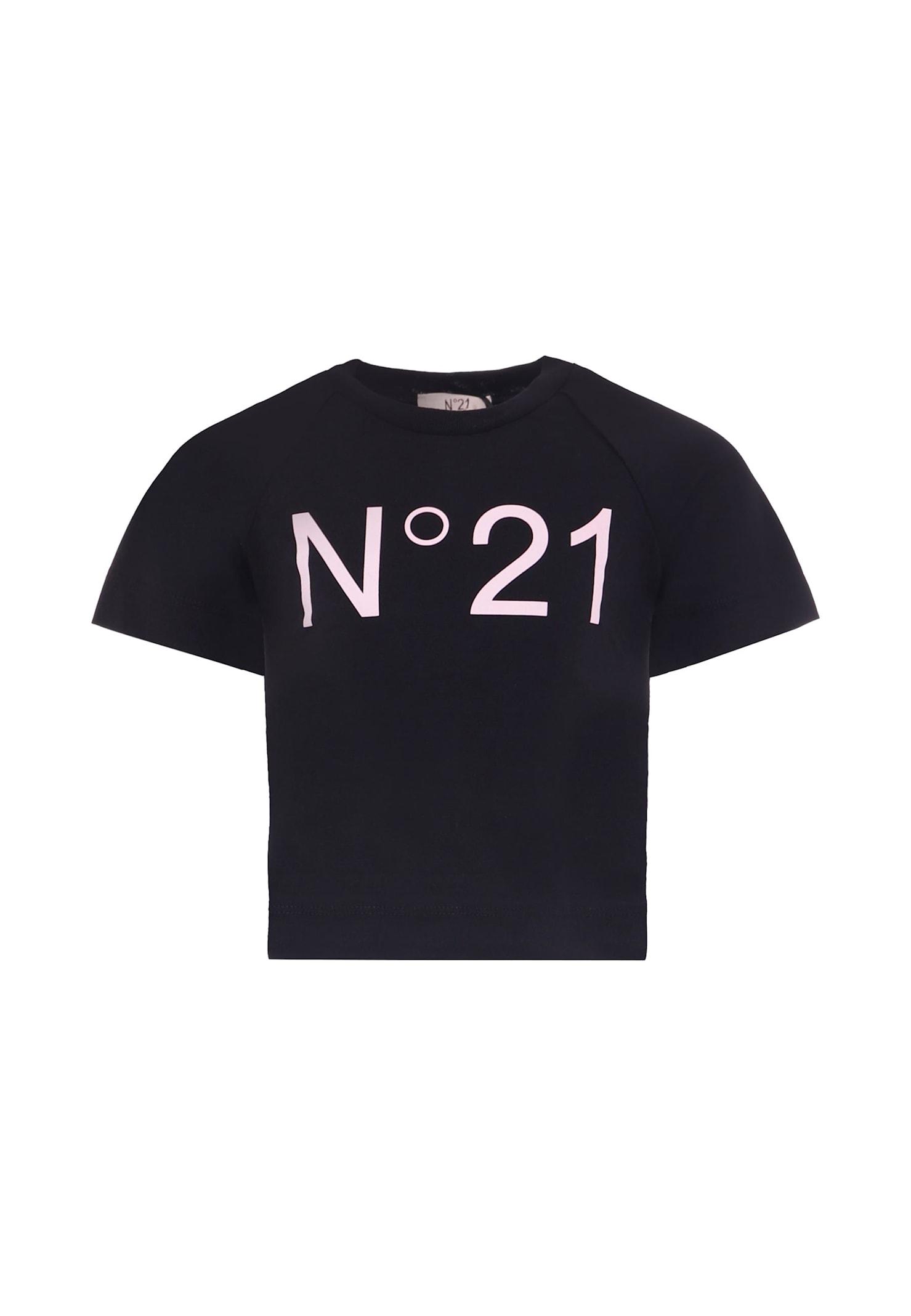 n.21 black t-shirt for girl with logo