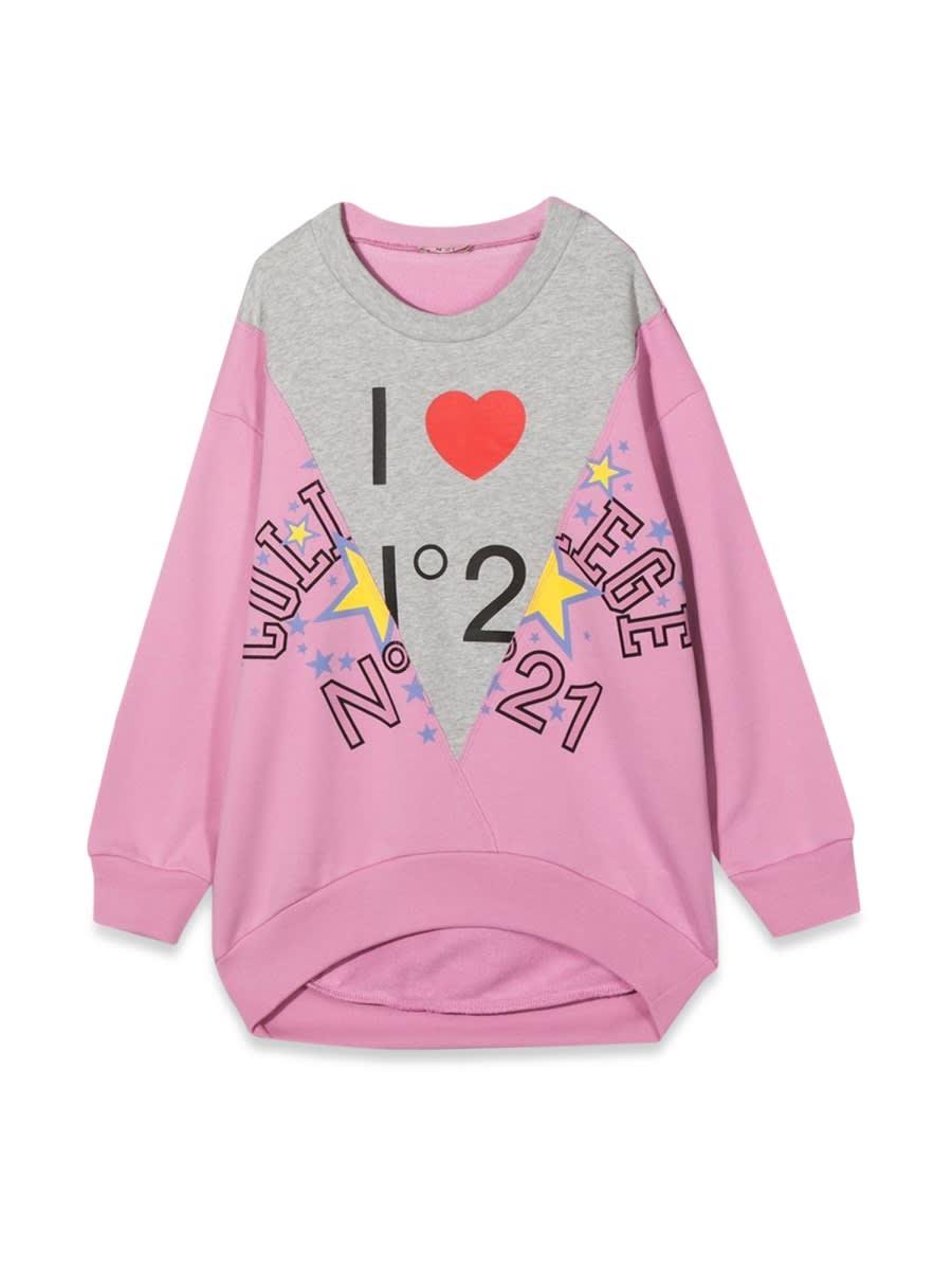 n.21 crewneck sweatshirt logo and heart