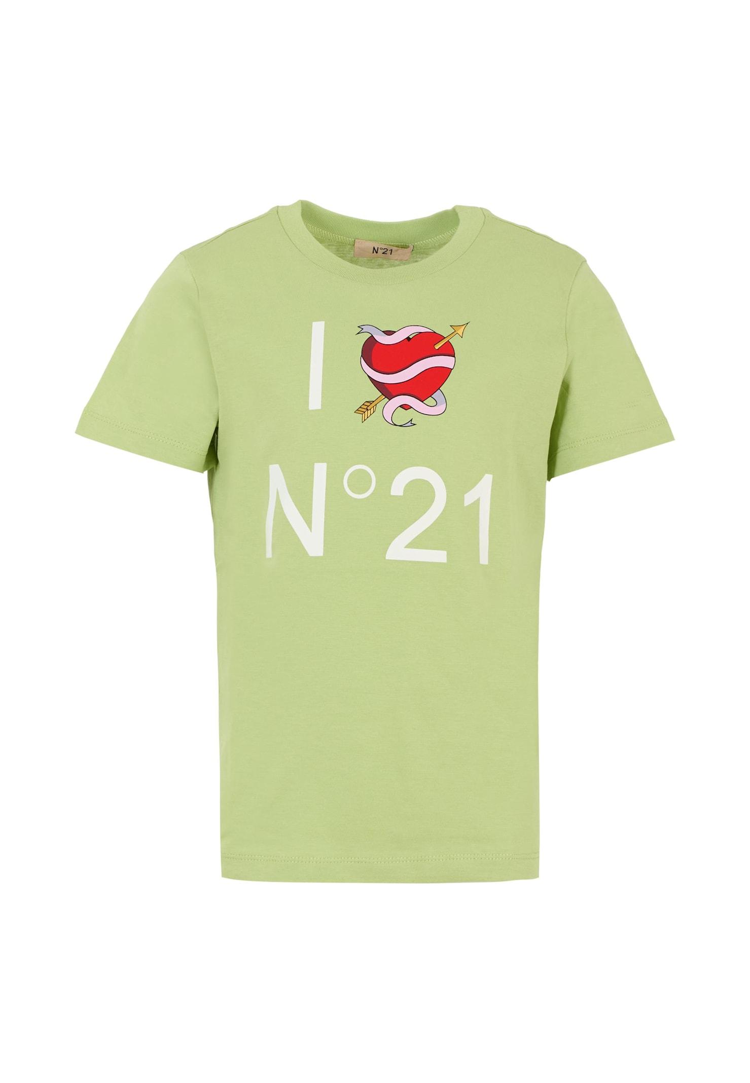 n.21 green t-shirt for girl with heart