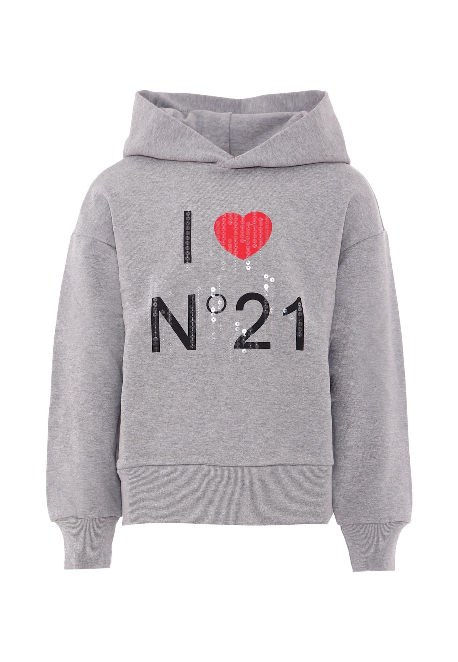 n.21 grey sweatshirt for girl with logo