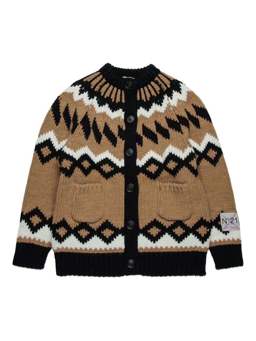 n.21 nº21 kids patterned cardigan