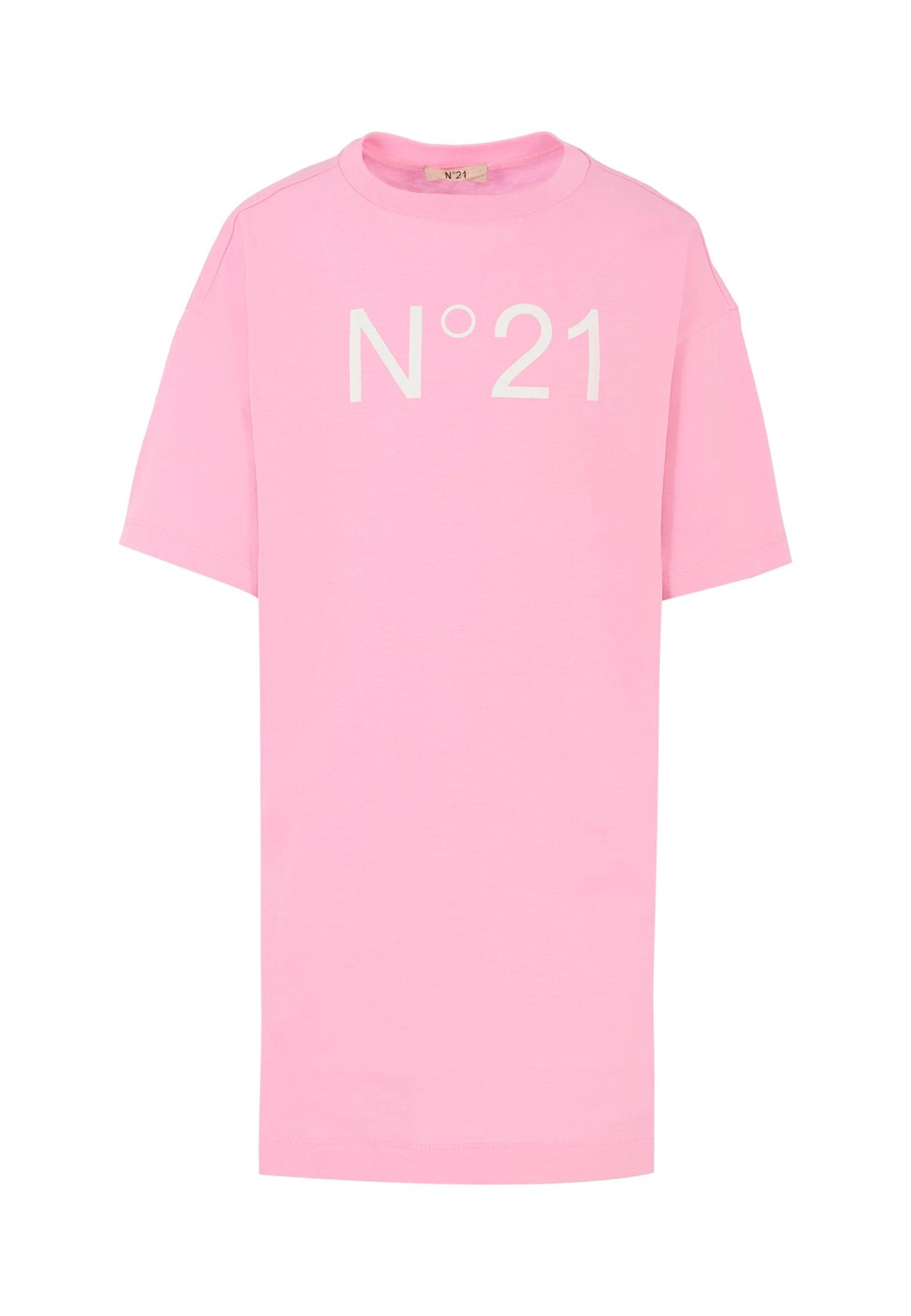 n.21 pink dress for girl with logo