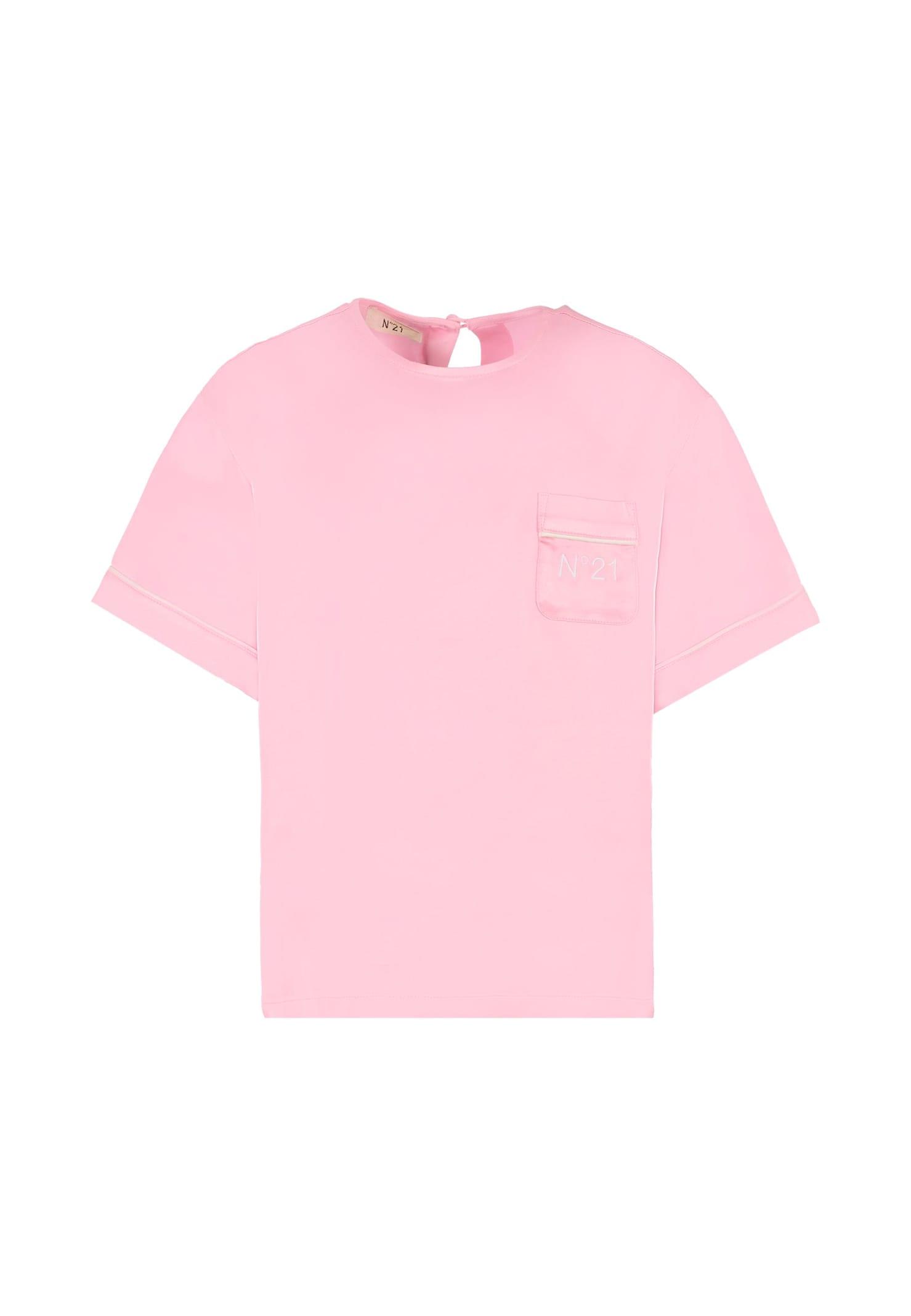 n.21 pink shirt for girl with logo