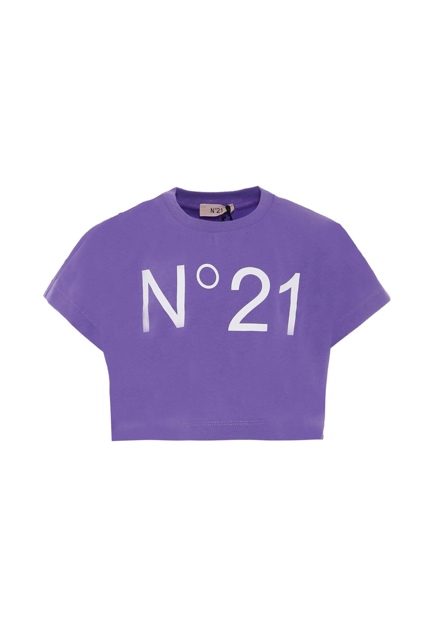 n.21 purple t-shirt for girl with logo