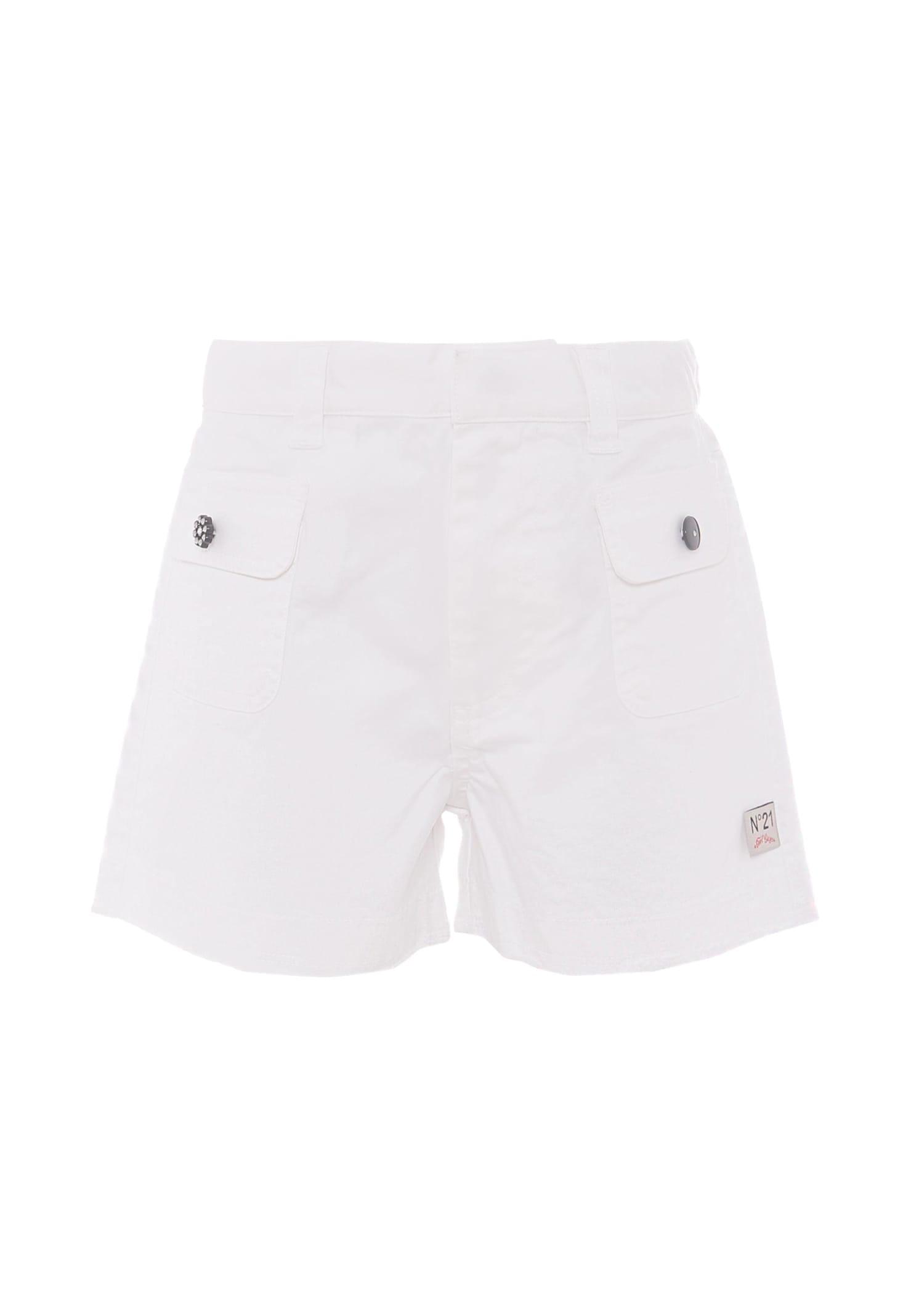 n.21 white shorts for girl with logo