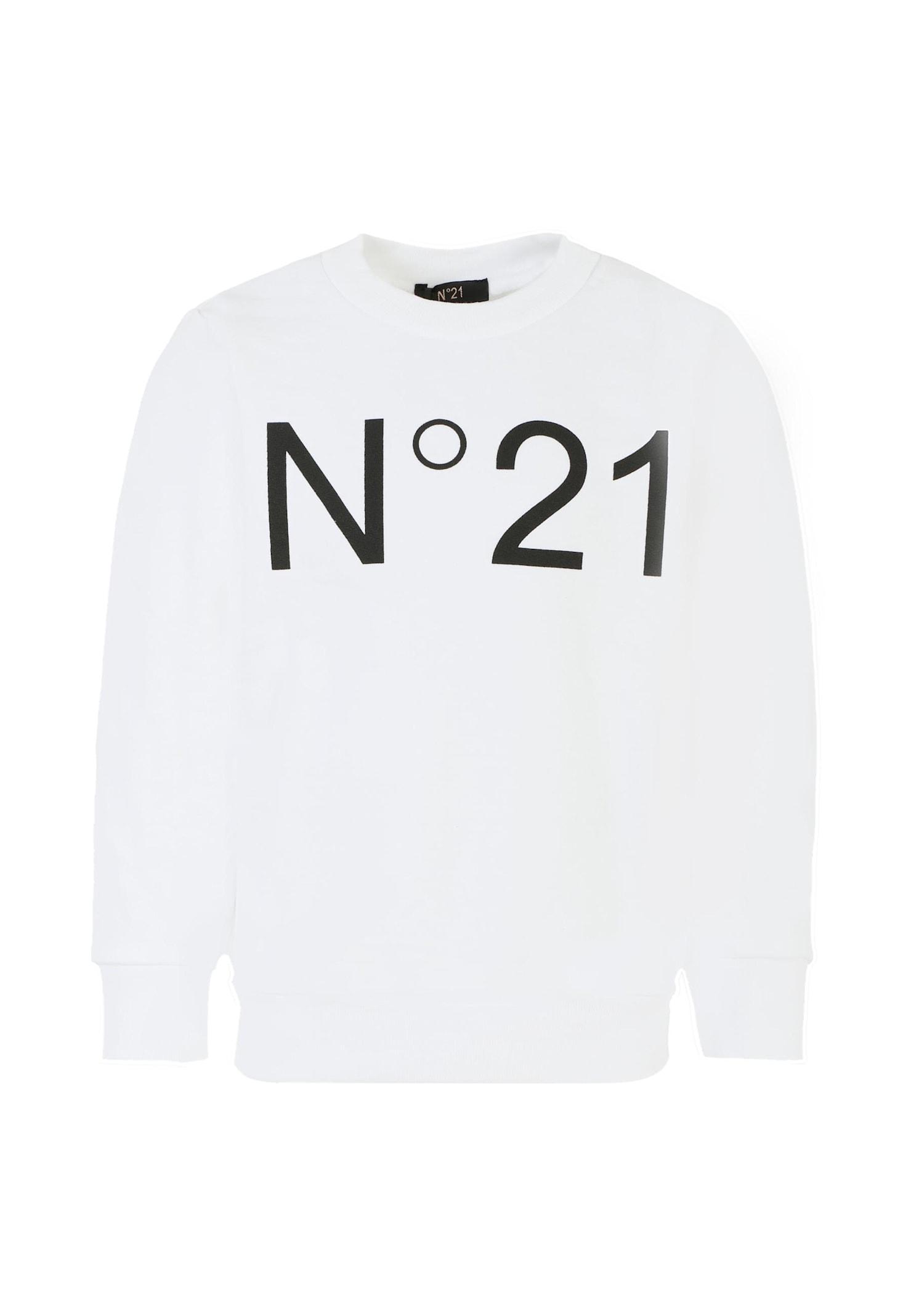 n.21 white sweatshirt for girl with logo