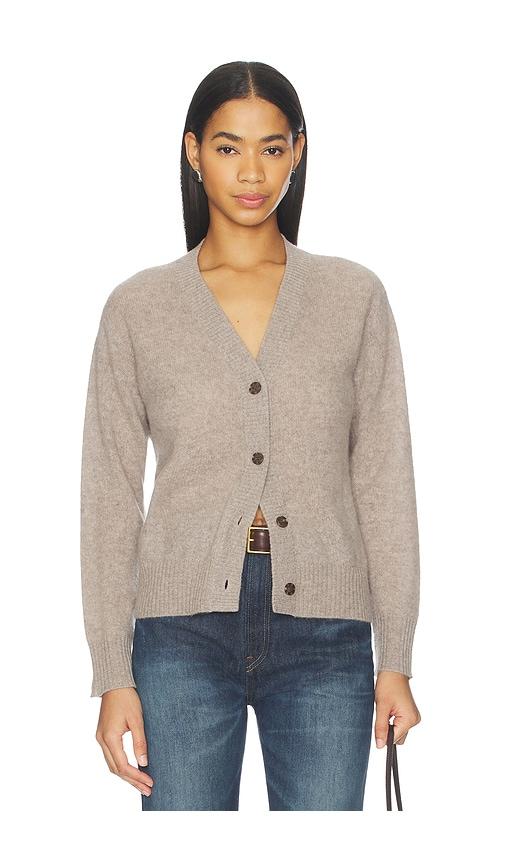 naadam cloud cashmere cardigan in taupe.