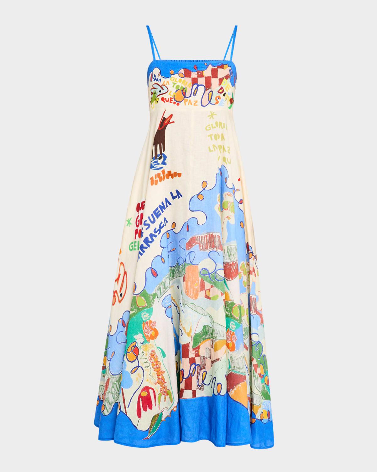 nadia linen maxi dress