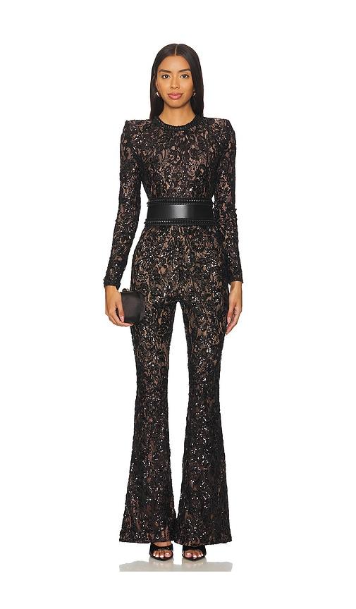nadine merabi bella jumpsuit in black.
