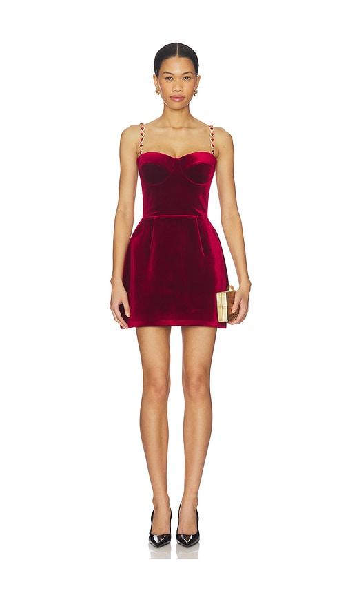 nadine merabi harley red velvet mini dress in red.