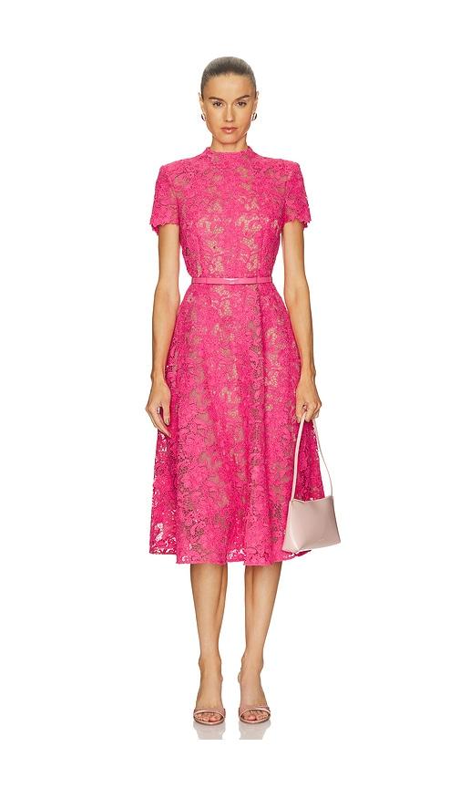 nadine merabi lace midi dress in pink.