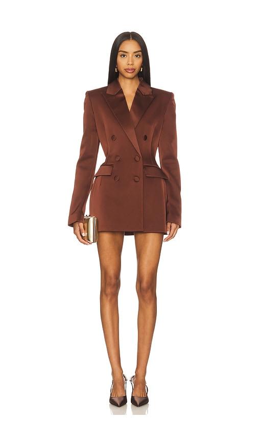 nadine merabi monica satin blazer in brown.