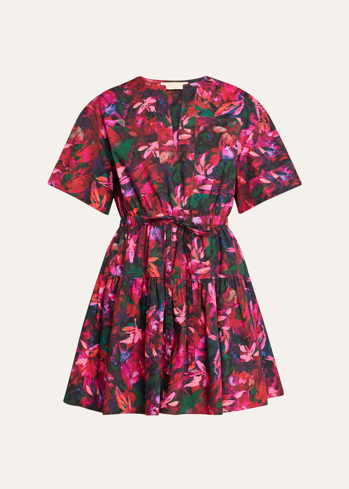 nadira floral short-sleeve mini dress