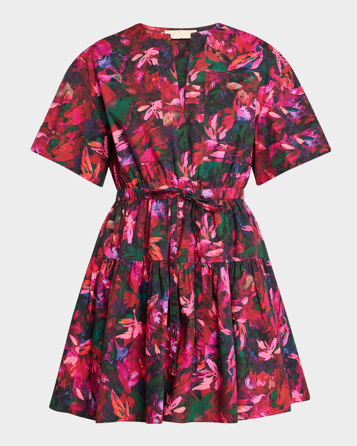 nadira floral short-sleeve mini dress