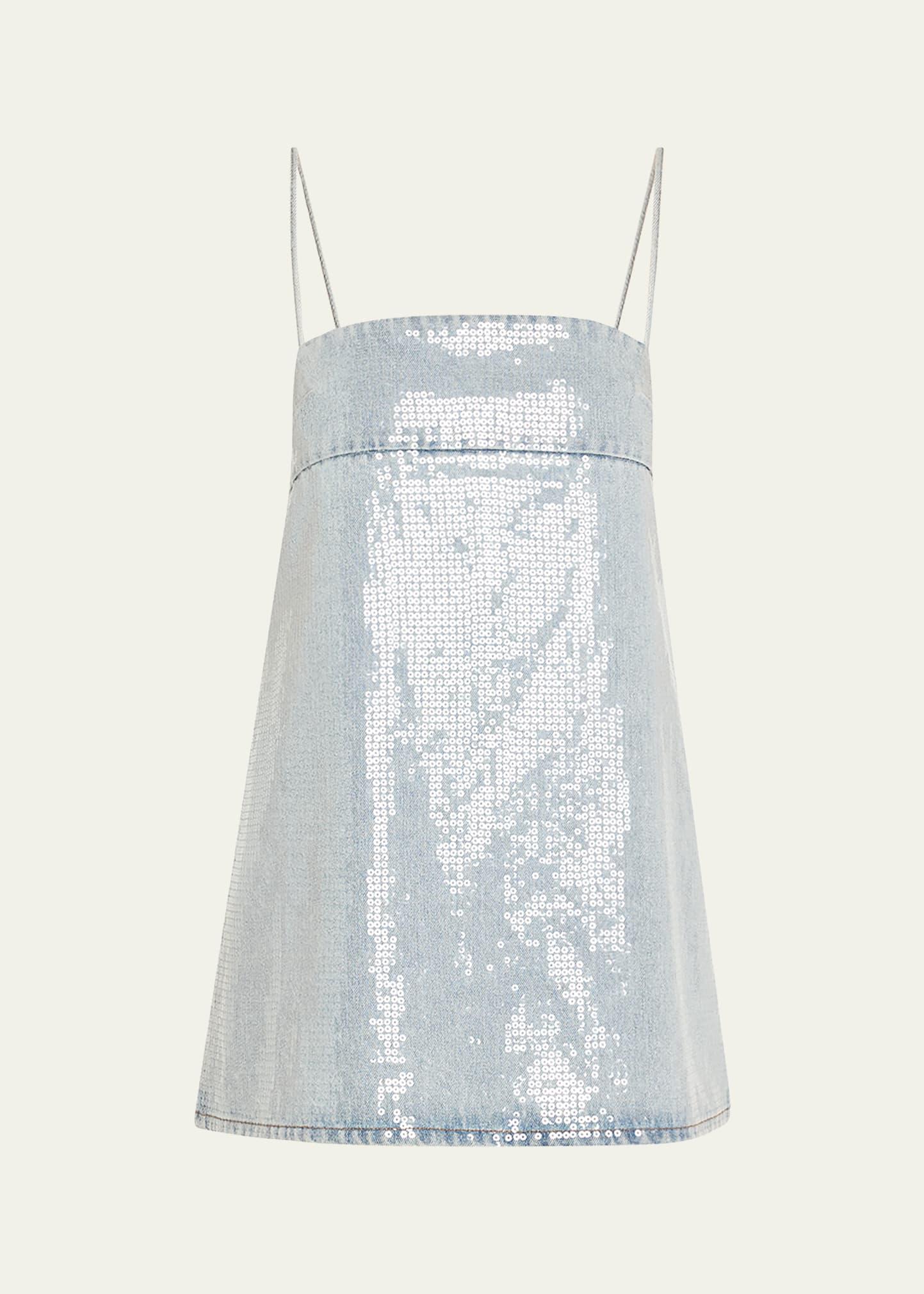 nadiya sequined denim mini dress