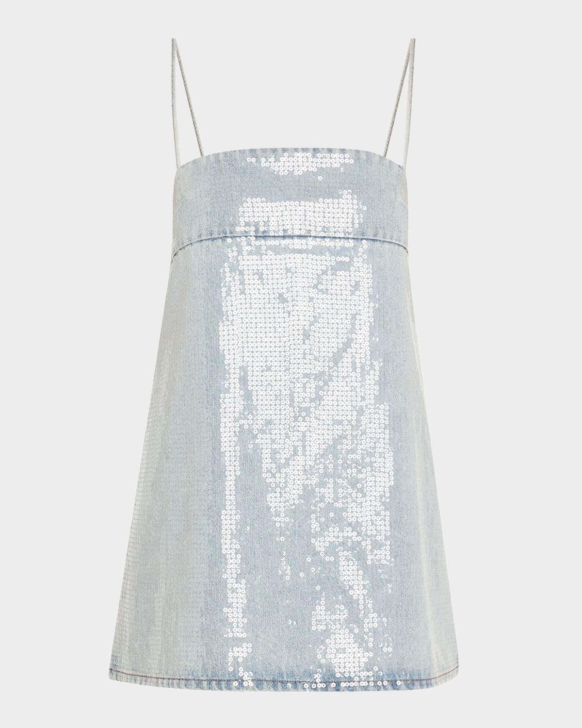 nadiya sequined denim mini dress