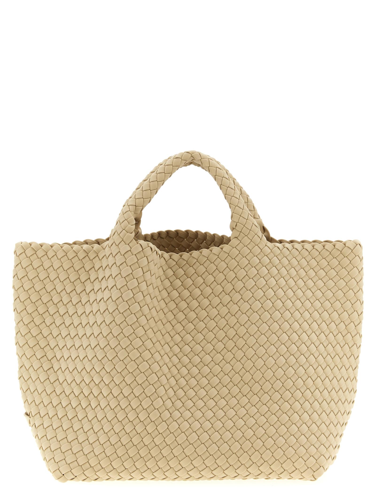 naghedi st. barths medium shopping bag beige handwoven neoprene tote - women