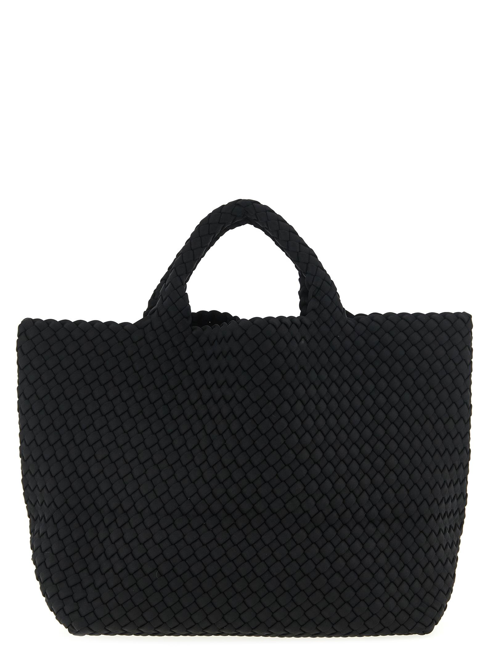 naghedi st. barths medium shopping bag black handwoven neoprene tote - women