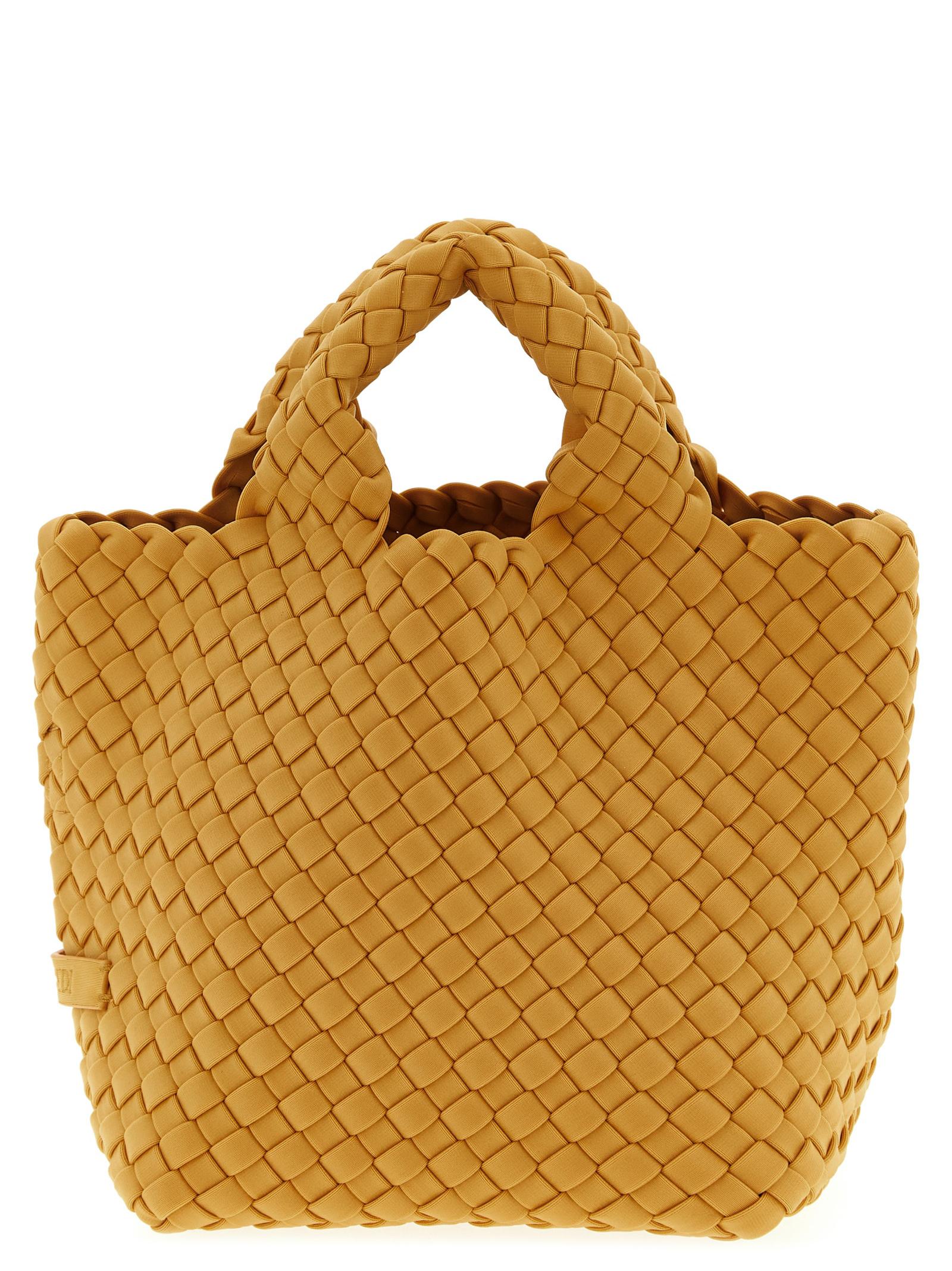 naghedi st. barths petit shopping bag yellow handwoven neoprene tote - women