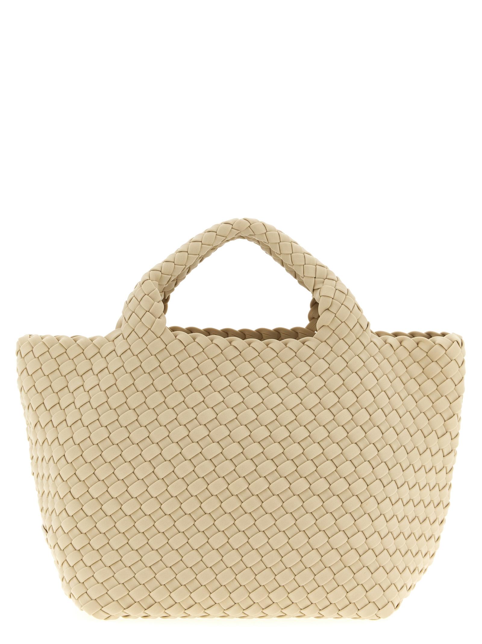 naghedi st. barths small shopping bag beige handwoven neoprene tote - women
