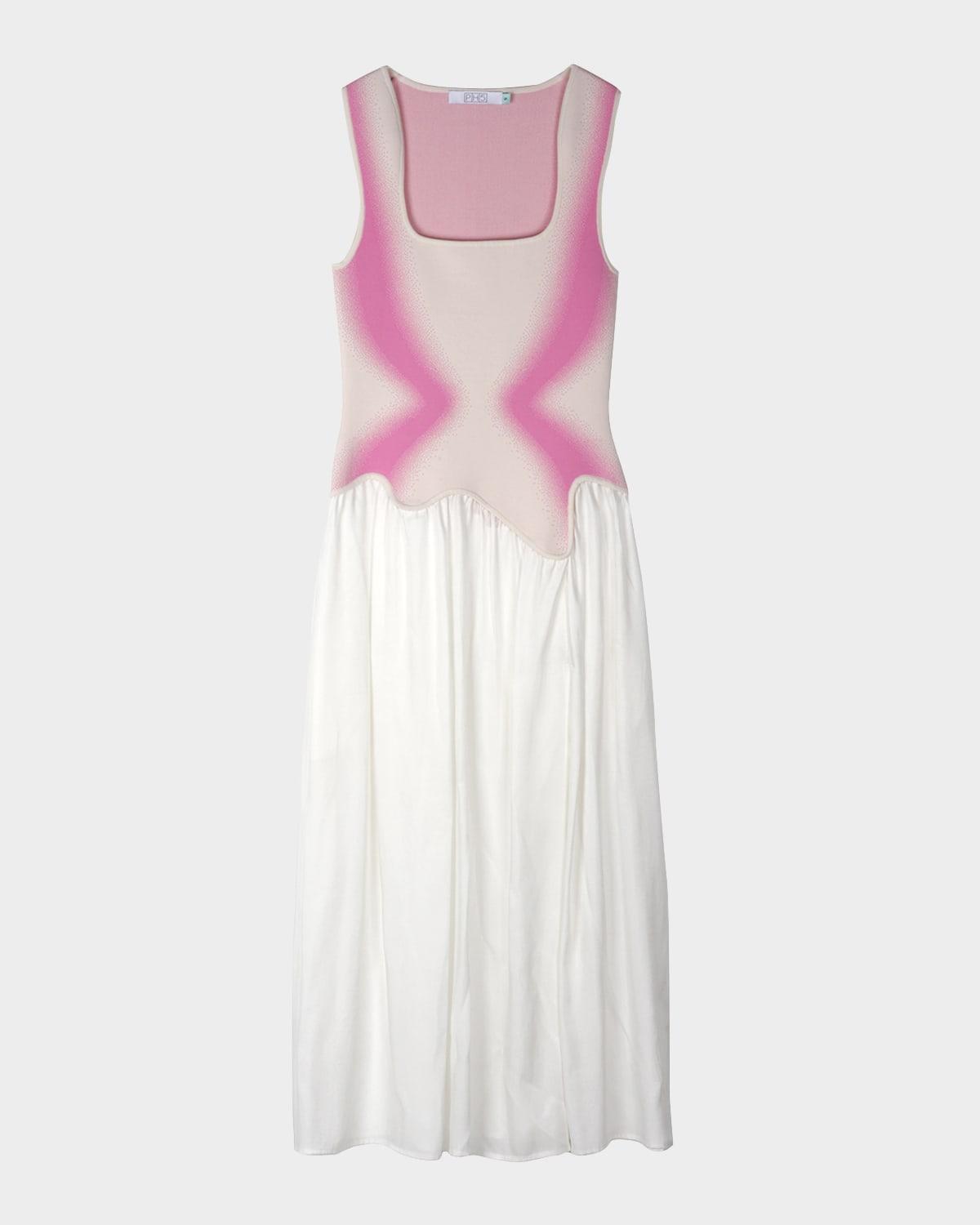 nagini mixed-media midi dress