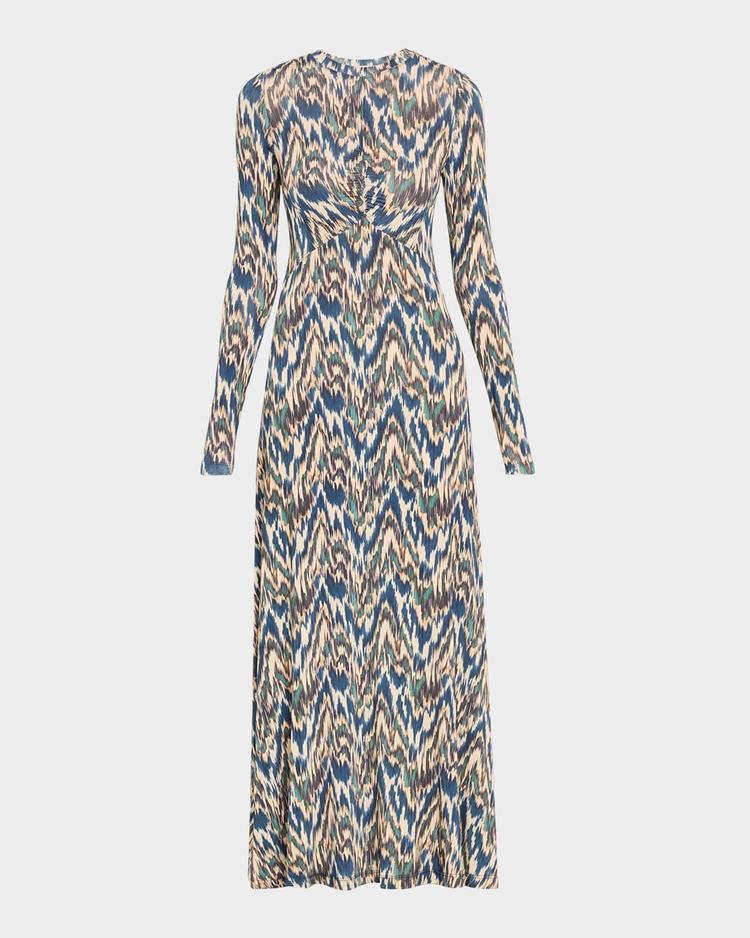 naia long-sleeve ruched midi dress
