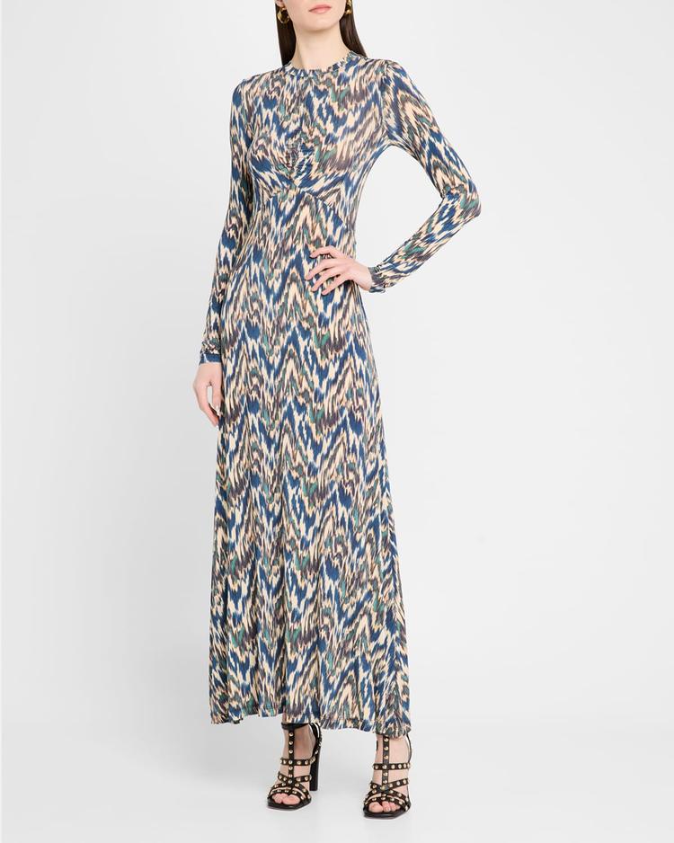 naia long-sleeve ruched midi dress