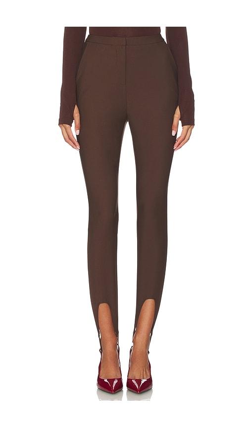 nakedvice the alexis stirrup pant in brown.